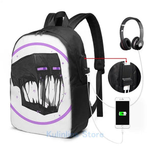 Enderman Sticker USB Charge Backpack - School & Travel Laptop Bag