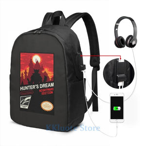 Bloodborne NES USB Charge Backpack Travel Laptop Bag