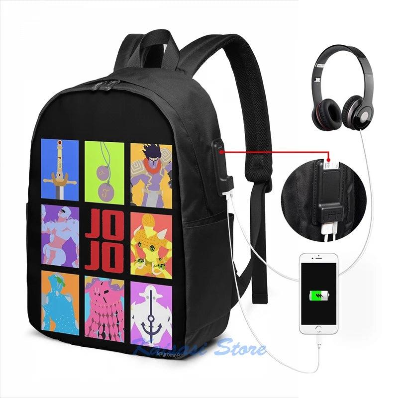 JoJos Bizarre Adventure - USB Charge Backpack for School and Travel