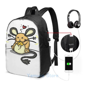 Dedenne Snack Time USB Charge Backpack School bags Travel laptop bag