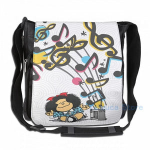 Mafalda Music Vintage USB Charge Backpack Men Women School Bag Travel Laptop Bag