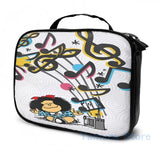 Mafalda Music Vintage USB Charge Backpack Men Women School Bag Travel Laptop Bag