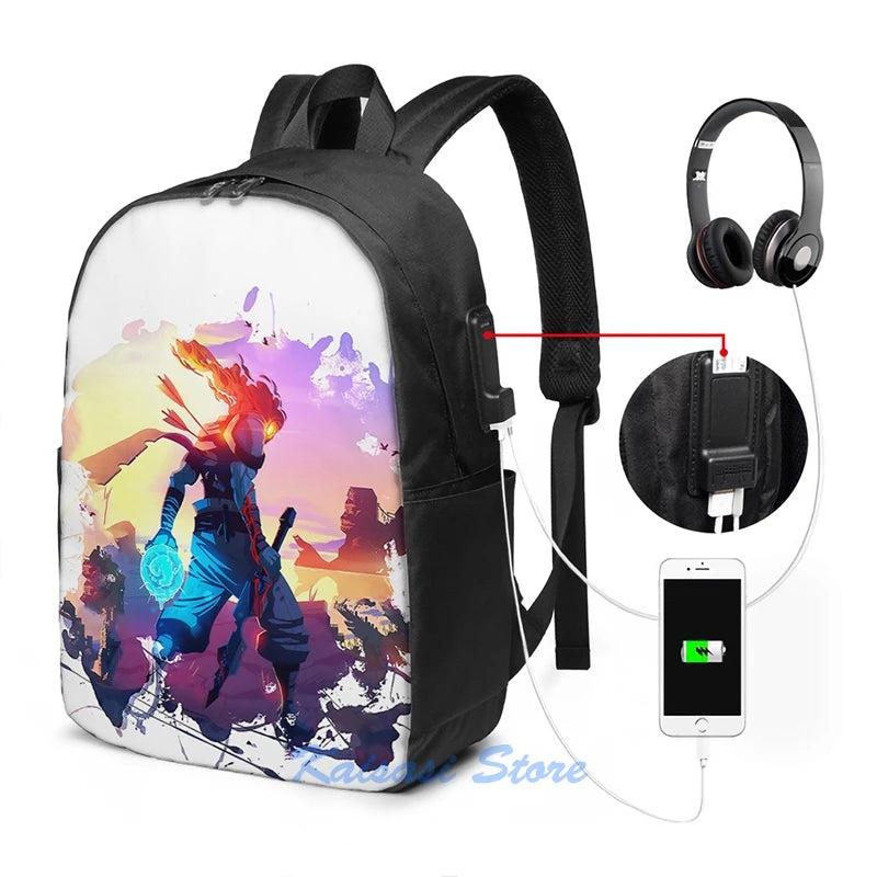 Funny Dead Cells USB Charge Backpack School Travel Laptop Bag