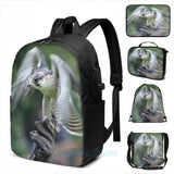 Funny Falconry USB Charge Backpack School Travel Laptop Bag