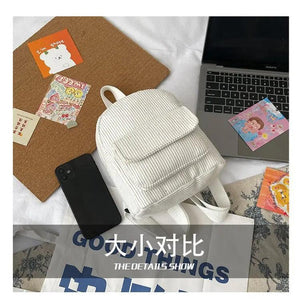 Embroidered Retro Corduroy Mini Backpack