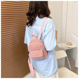 Embroidered Retro Corduroy Mini Backpack
