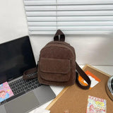 Embroidered Retro Corduroy Mini Backpack