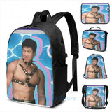 Funny Graphic print VAPORWAVE USB Charge Backpack School Travel Laptop Bag