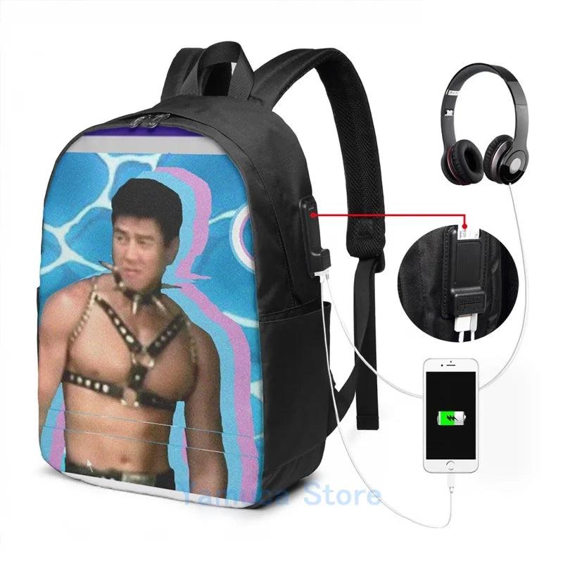 Funny Graphic print VAPORWAVE USB Charge Backpack School Travel Laptop Bag