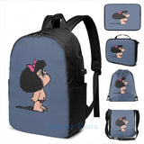Mafalda Graphic Print Swimsuit USB Charge Backpack