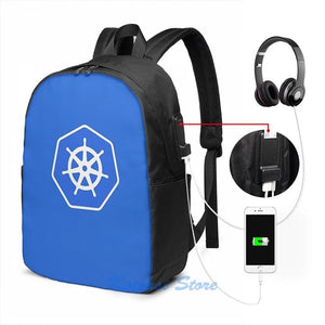 Funny Graphic Print Kubernetes USB Charge Backpack