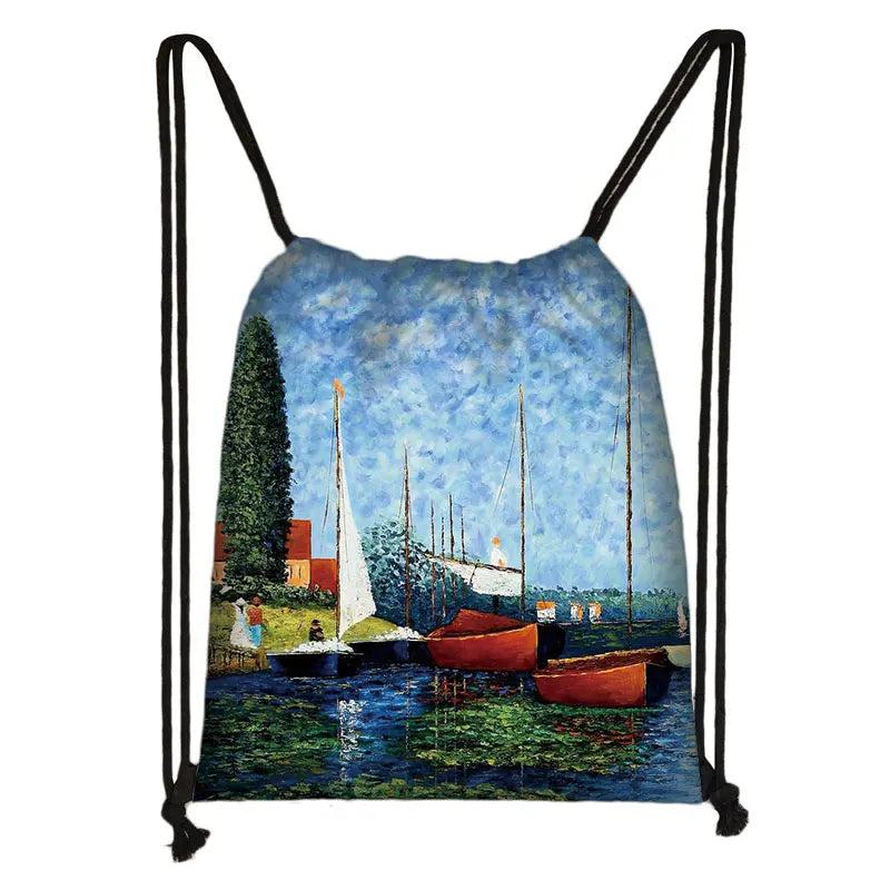 Water Lilies Backpack Men Shoulder Bag for Travel
