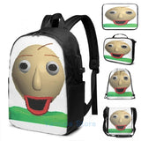 Happy Baldi Graphic Print USB Charge Backpack Men School Travel Laptop Bag