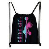 Watercolor Gymnastics Art Print Drawstring Backpack for Women Girls Cheerleading