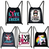 Watercolor Gymnastics Art Print Drawstring Backpack for Women Girls Cheerleading