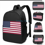 USA Flag Graphic Print USB Charge Backpack