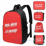 Anuel aa- Real Until Death(2) USB Charge Backpack School Travel Bag