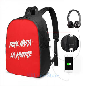 Anuel aa- Real Until Death(2) USB Charge Backpack School Travel Bag