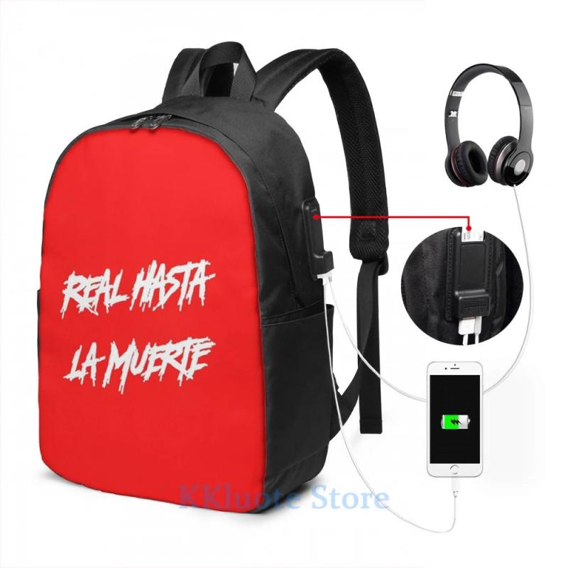 Anuel aa- Real Until Death(2) USB Charge Backpack School Travel Bag