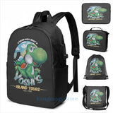 Yoshi's Island Tours USB Charge Backpack School Travel Laptop Bag