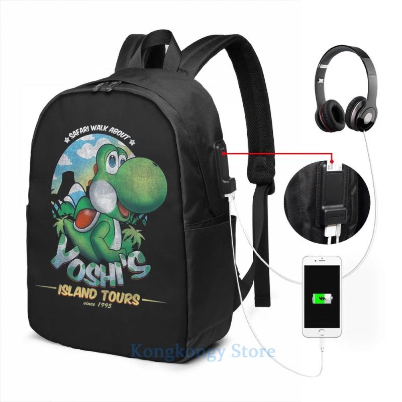 Yoshi's Island Tours USB Charge Backpack School Travel Laptop Bag