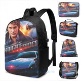 Knight Rider Hasselhoff USB Charge Backpack Men Women School Bag Travel Laptop B
