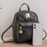 Small Leather Mini Backpack Shoulder Bags for Women Multi-Function Phone Pouch P