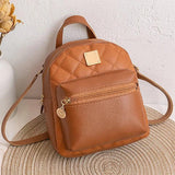 Small Leather Mini Backpack Shoulder Bags for Women Multi-Function Phone Pouch P