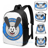 Funny Rabbit USB Charge Backpack School Travel Laptop Bag