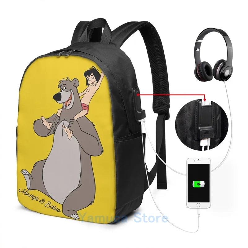 Funny Graphic Mowgli Baloo Shirt Sticker Mask USB Charge Backpack