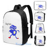 Sanic USB Charge Backpack Funny Graphic Print School Bag