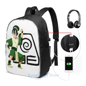 Graphic Print Toph Bei Fong USB Backpack for School and Travel