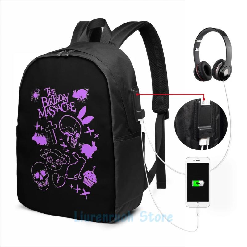 Funny Graphic Birthday Massacre USB Backpack School Travel Laptop Bag