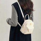 Small Backpack Women Shoulder Bags Diamond Grids PU Leather Bag