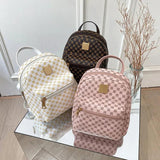 Small Backpack Women Shoulder Bags Diamond Grids PU Leather Bag