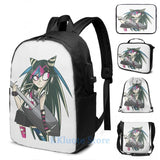 Funny Graphic Ibuki Mioda USB Backpack Charge School Travel Laptop Bag