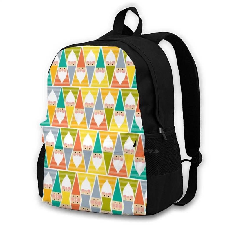 Gnomes Schoolbag Backpack Pattern Seamless Gnome Background Scandinavian Set