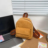Corduroy Mini Backpack for Women Casual Travel Rucksack