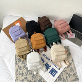 Corduroy Mini Backpack for Women Casual Travel Rucksack