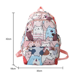 Girls Cartoon Animal Print School Bag Large Capacity College Student Ladies