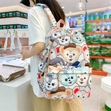 Girls Cartoon Animal Print School Bag Large Capacity College Student Ladies