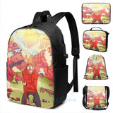 Eddsworld Tord USB Charge Backpack Funny Graphic Print School Travel Laptop Bag