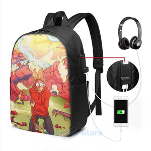 Eddsworld Tord USB Charge Backpack Funny Graphic Print School Travel Laptop Bag
