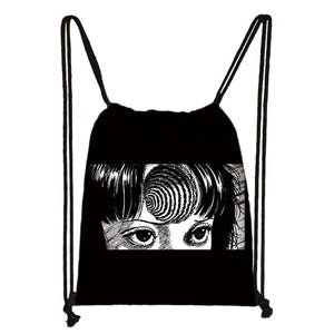 Horror Manga Drawstring Bag Tomie Spiralized Women Backpacks Casual Book Bag