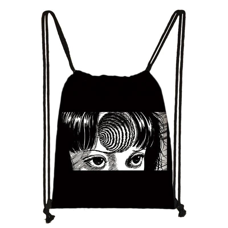 Horror Manga Drawstring Bag Tomie Spiralized Women Backpacks Casual Book Bag