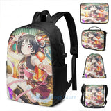 Love Live! School Idol Project Graphic Backpack USB Charge Men Women Bag