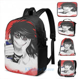 Funny Jeff the killer USB Charge Backpack School bag Travel laptop bag