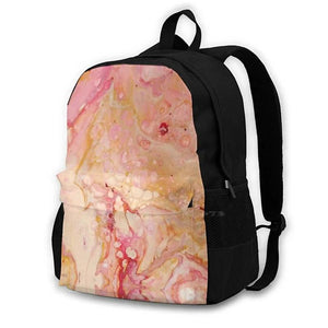 Pink Bubblegum Fun Abstract Acrylic Pour Art Backpack School Laptop Travel Bag