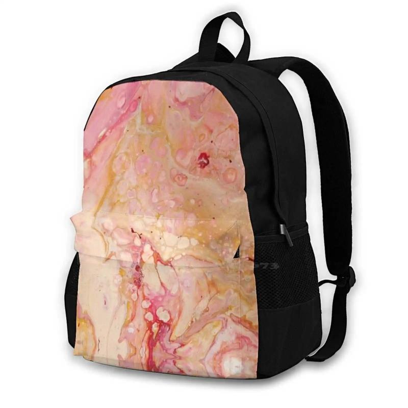 Pink Bubblegum Fun Abstract Acrylic Pour Art Backpack School Laptop Travel Bag