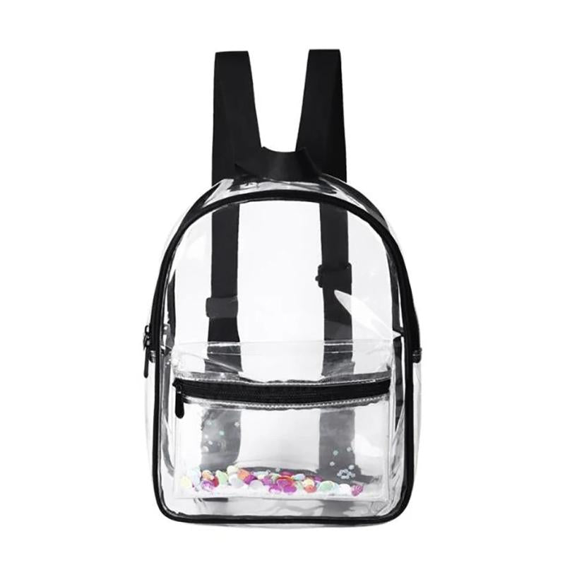 Transparent PVC Women Backpack Clear Shoulder Bag Travel School Backpack